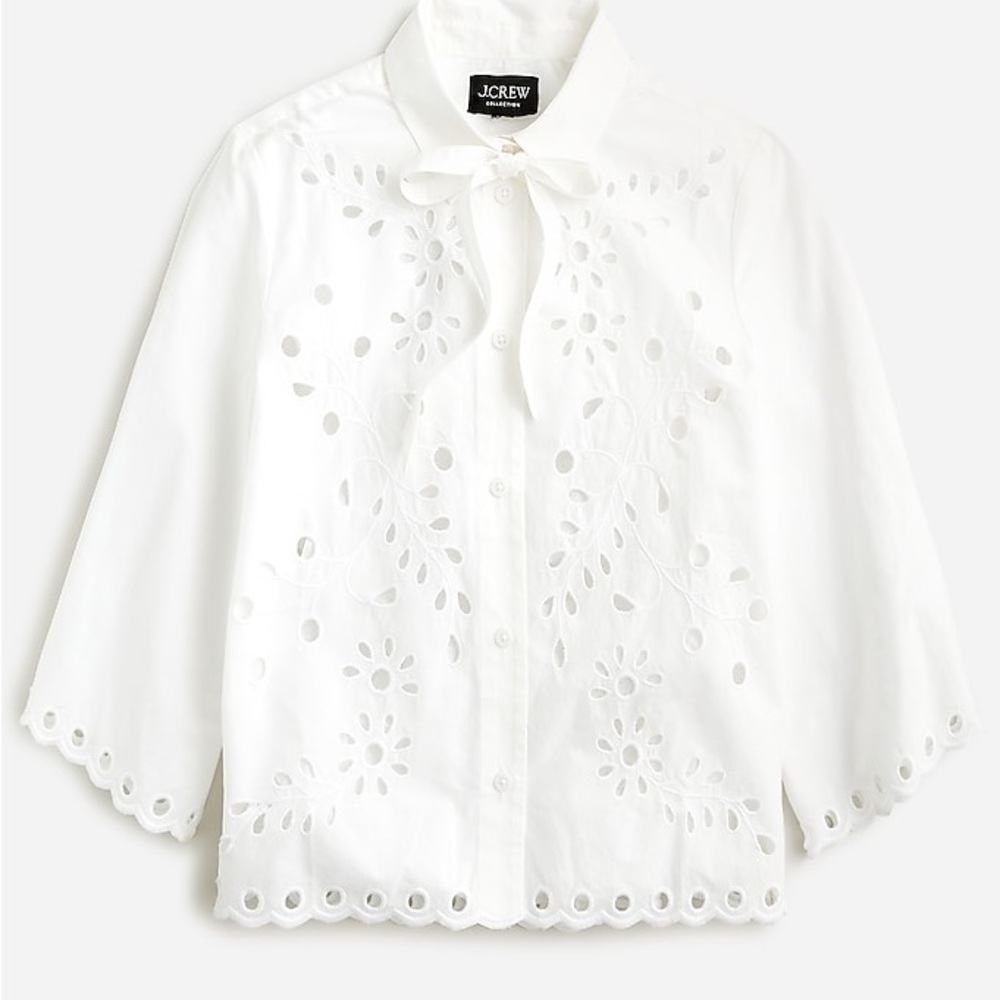 J. Crew White Eyelet Blouse